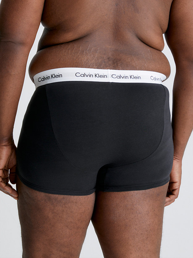 B-GREY HEATHER, WHT, PALACE BLUE WB Plus Size 3 Pack Low Rise Trunks - Cotton Stretch for men CALVIN KLEIN