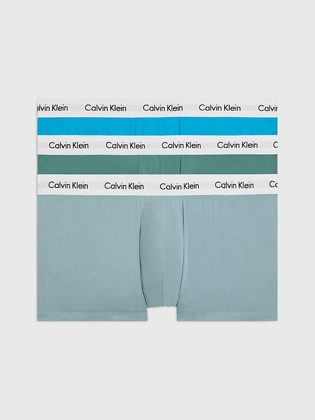  sageb grn w/ wh wbs plus size 3 pack low rise trunks - cotton stretch for men calvin klein