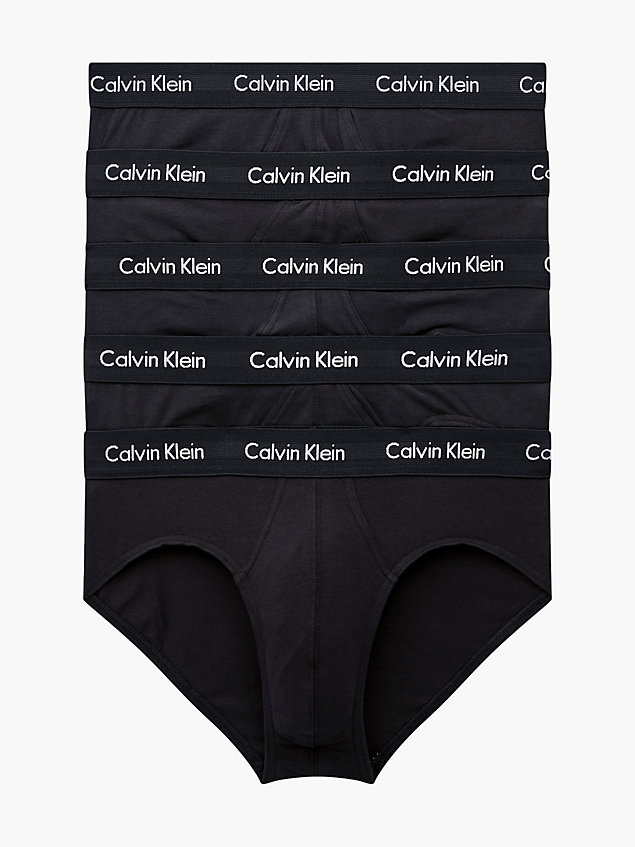 black zestaw 5 par slipów - cotton stretch dla mężczyźni - calvin klein
