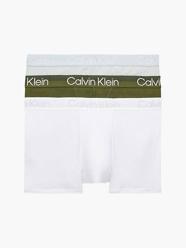 Evergreen Forest/ White/ Aqua Pool 3 Pack Trunks - Modern Structure undefined men Calvin Klein