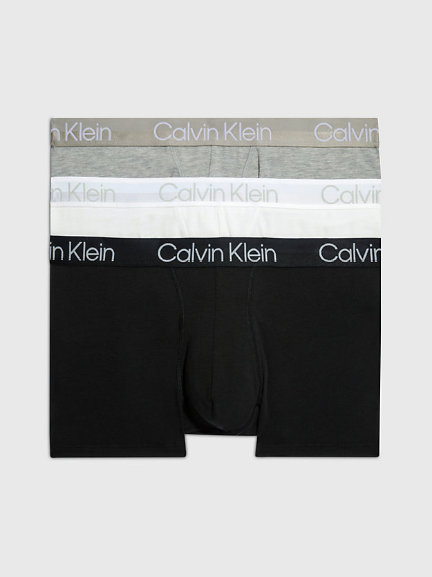 white/ black/ grey heather 3 pack trunks - modern structure for men calvin klein