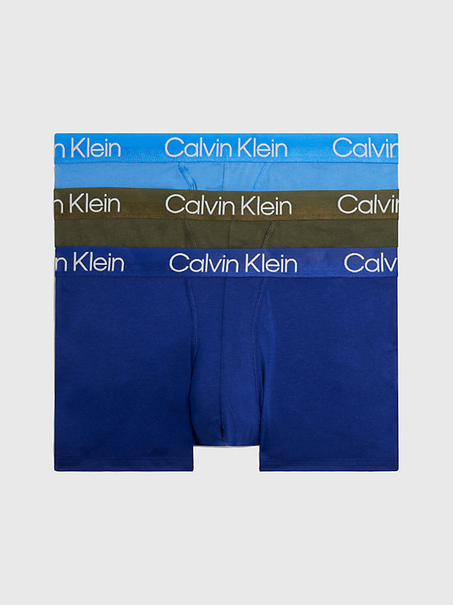 Active Blue/ Fatigues/bayou Blue 3 Pack Trunks - Modern Structure undefined men Calvin Klein