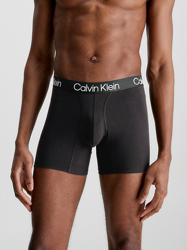 black 3-pack boxers lang - modern structure voor heren - calvin klein