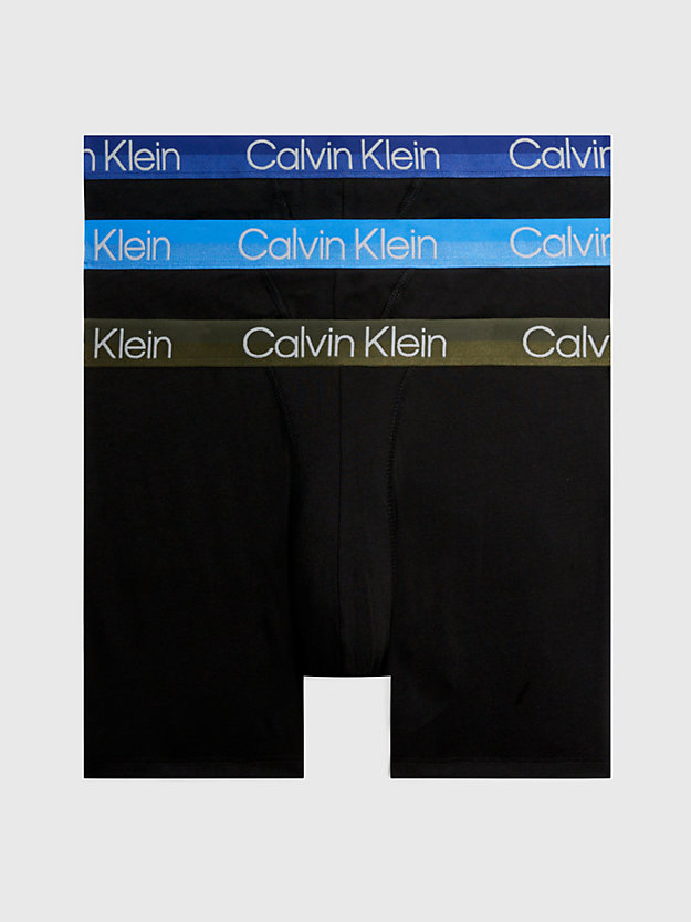 B -ACTIVE BLUE/FATIGUES/BAYOU BLUE Boxer aderenti lunghi in confezione da 3 - Modern Structure da uomo CALVIN KLEIN