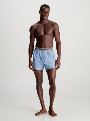 Calvin Klein Slim Fit Woven Boxer in Blue for Men