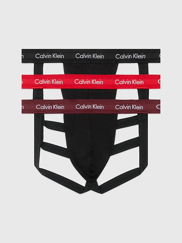 black wbs 3 pack jock straps - cotton stretch for men calvin klein