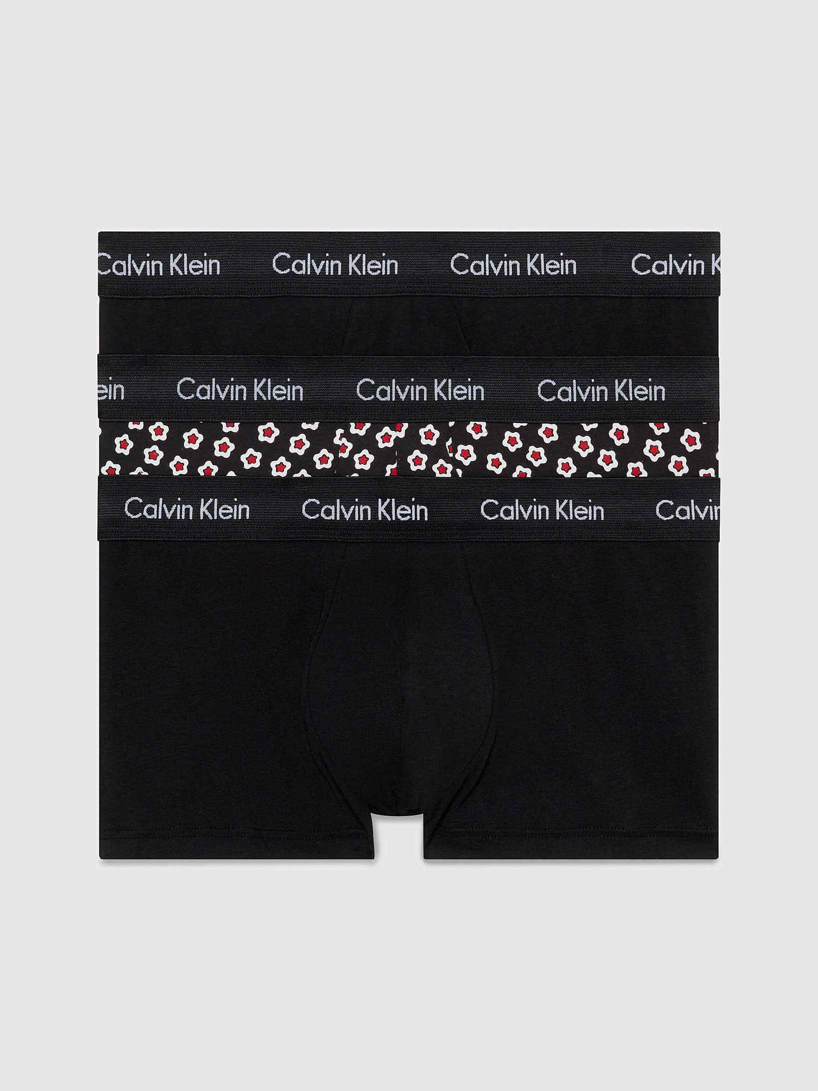 Black/ Black/ Dreamy Star Print > 3 Pary Bokserek Z Niskim Stanem - Cotton Stretch > undefined Mężczyźni - Calvin Klein
