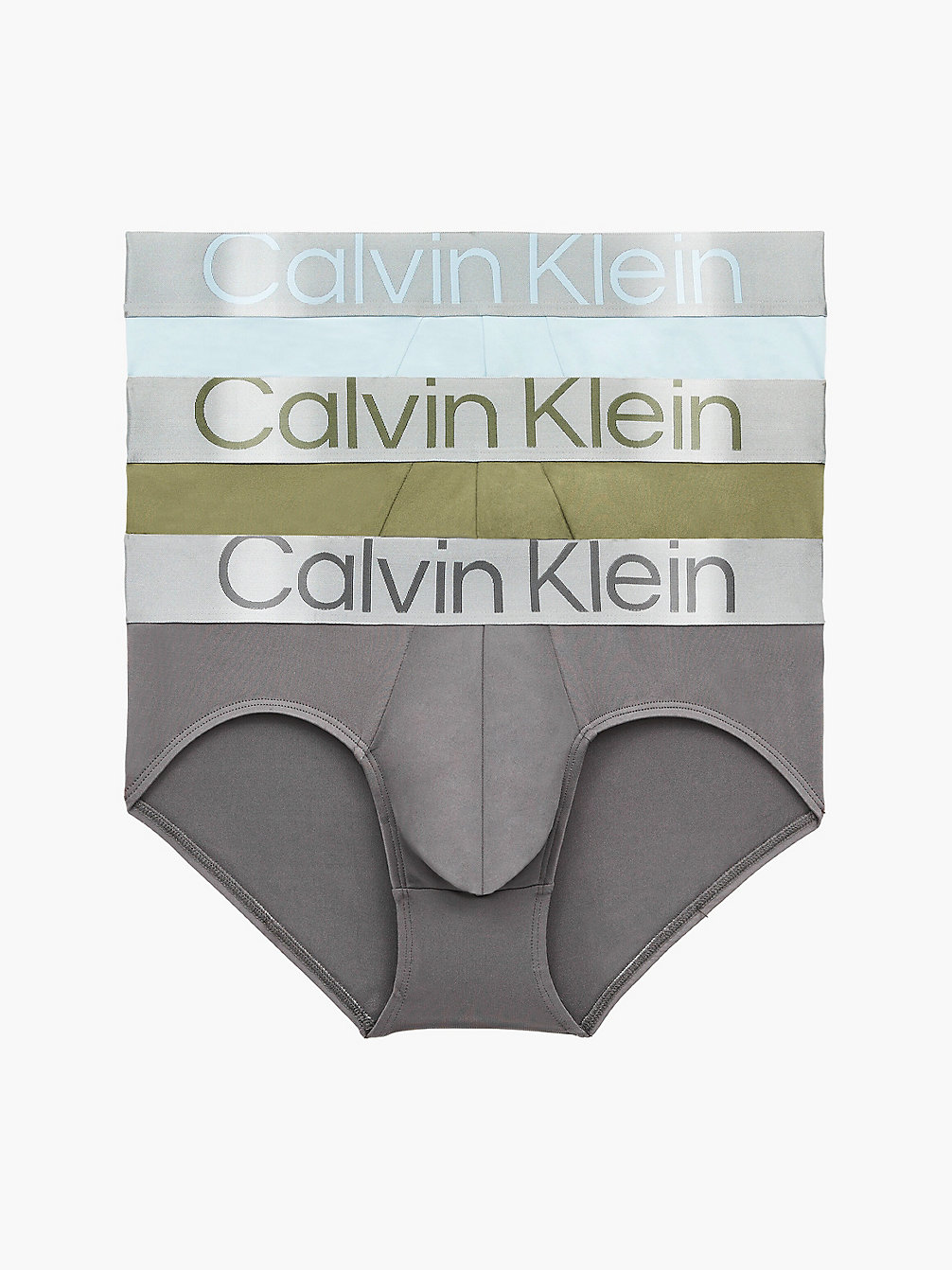 NAPA/ PALEST BLUE/ GREY SKY Lot De 3 Slips - Steel Micro undefined hommes Calvin Klein
