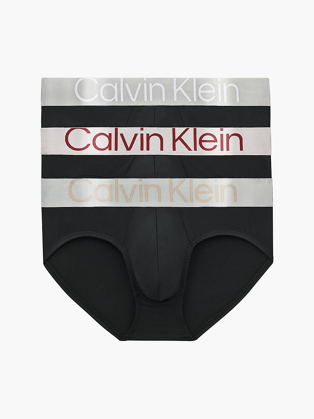 B-RED CARPET/ WHITE/ TUFFET LOGOS Lot De 3 Slips - Steel Micro undefined hommes Calvin Klein