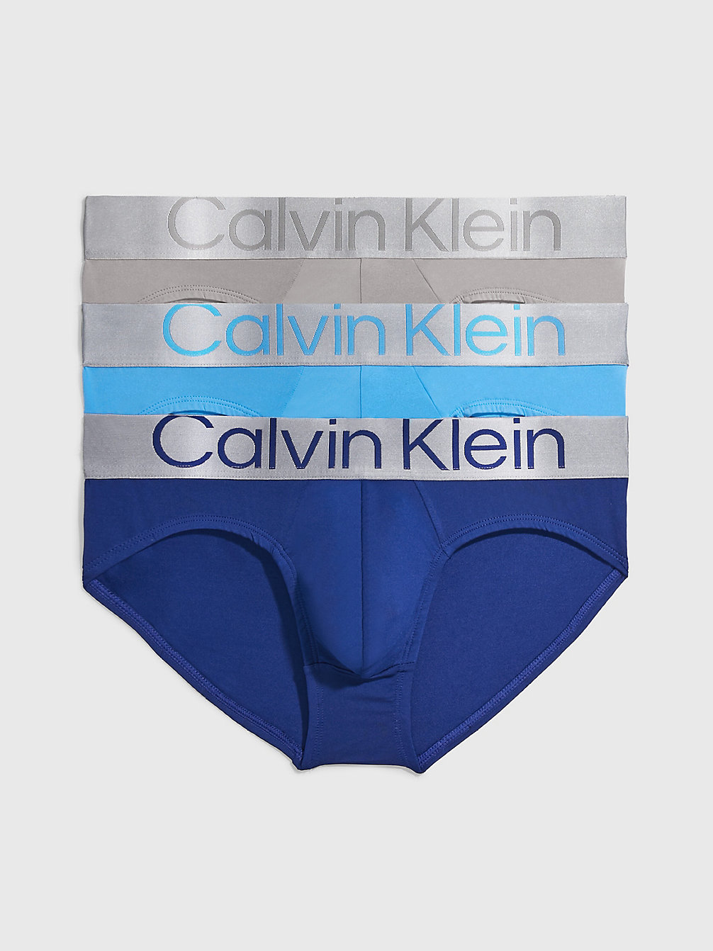 MID BLUE, SIGNATURE BLUE, CLAY GRY Lot De 3 Slips - Steel Micro undefined hommes Calvin Klein