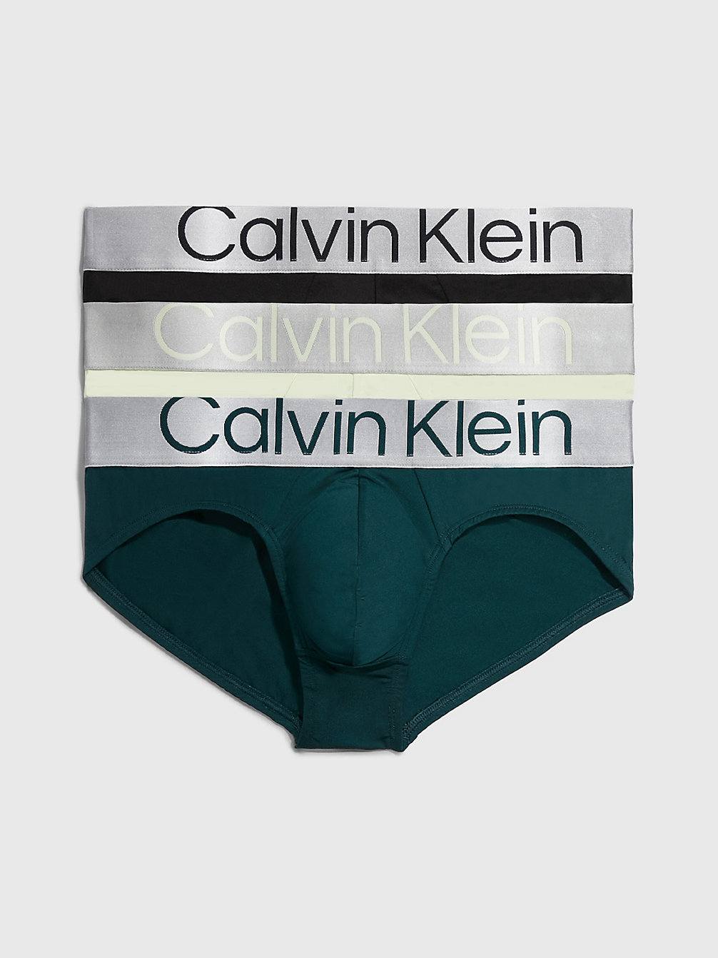 BLACK, PONDEROSA PINE, SPRING ONION Lot De 3 Slips - Steel Micro undefined hommes Calvin Klein