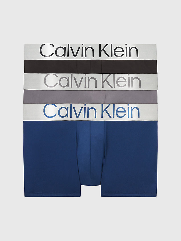 lot de 3 boxers taille basse - steel micro  lake crest blue pour hommes calvin klein
