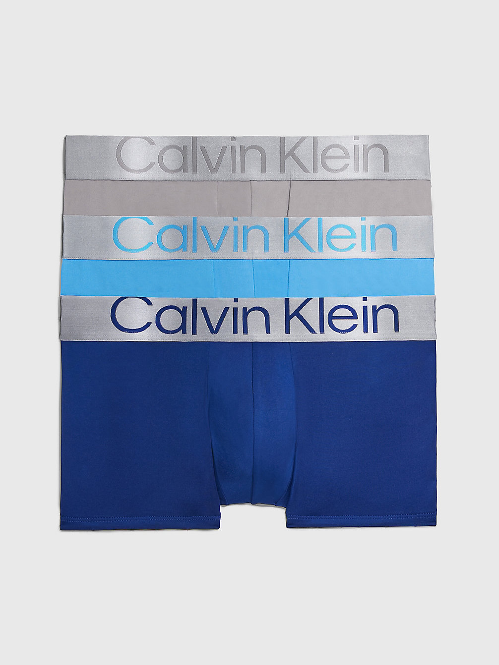 MID BLUE, SIGNATURE BLUE, CLAY GRY 3 Pack Low Rise Trunks - Steel Micro undefined men Calvin Klein