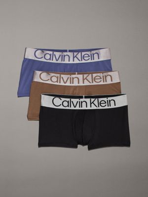  black 3 pack low rise trunks - steel micro for men calvin klein