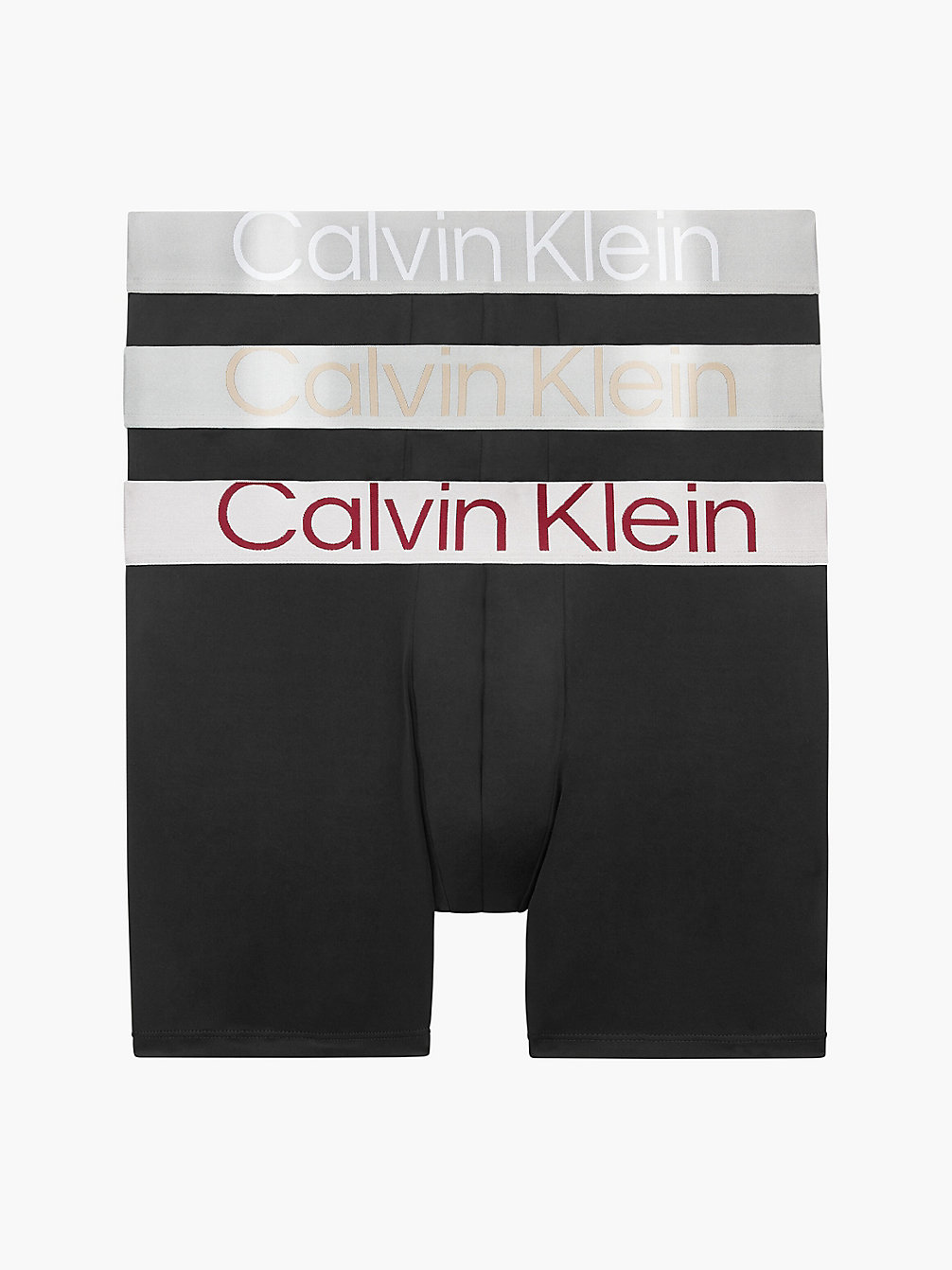 B-RED CARPET/ WHITE/ TUFFET LOGOS 3 Pack Boxer Briefs - Steel Micro undefined men Calvin Klein