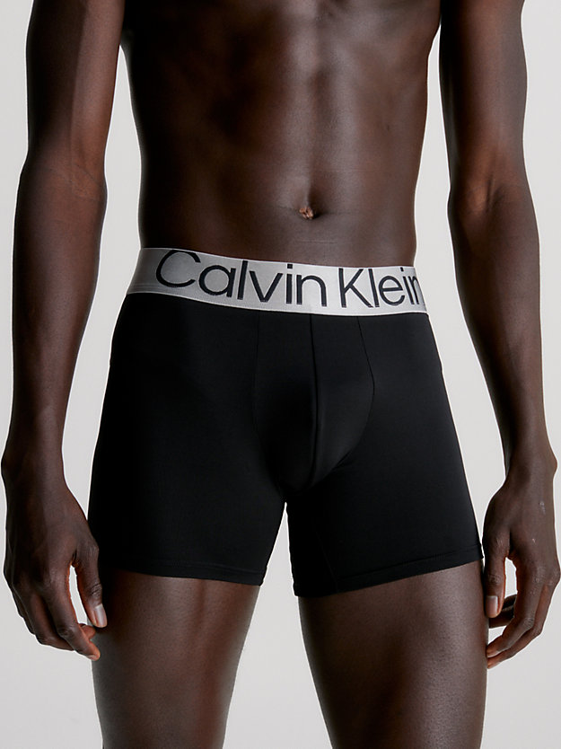 BLACK/BLACK/BLACK Boxer aderenti lunghi in confezione da 3 - Steel Micro da uomo CALVIN KLEIN