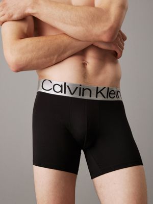 Calvin Klein Men's Steel Micro 3 Pack Boxer Briefs, Black/Black