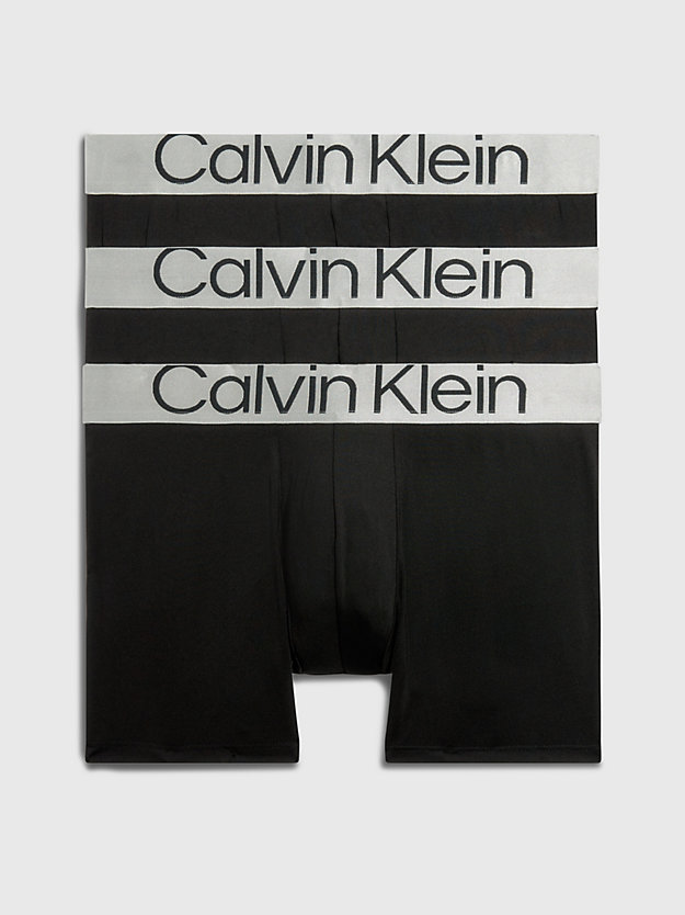 BLACK/BLACK/BLACK Boxer aderenti lunghi in confezione da 3 - Steel Micro da uomo CALVIN KLEIN