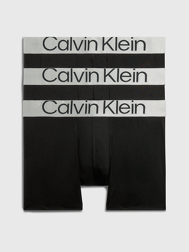 black 3-pack boxers lang - steel micro voor heren - calvin klein