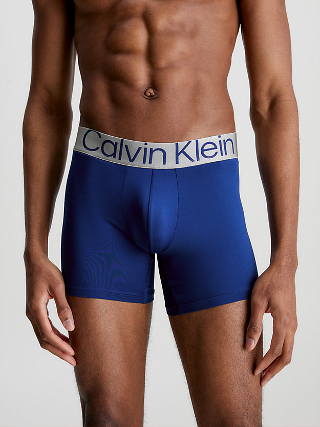MID BLUE, SIGNATURE BLUE, CLAY GRY 3 Pack Boxer Briefs - Steel Micro for men CALVIN KLEIN