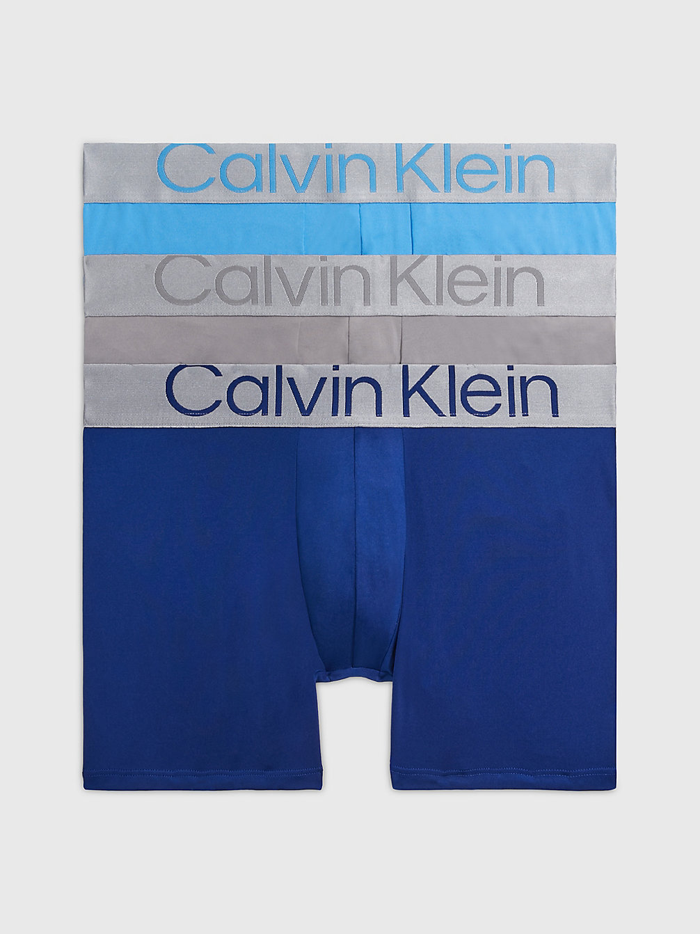 MID BLUE, SIGNATURE BLUE, CLAY GRY > Zestaw 3 Par Długich Bokserek - Steel Micro > undefined Mężczyźni - Calvin Klein