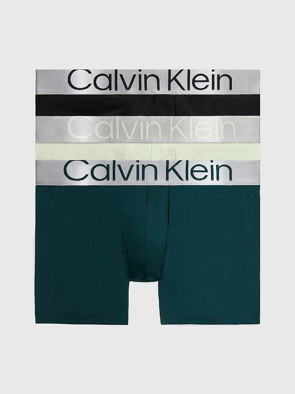 BLACK, PONDEROSA PINE, SPRING ONION 3-Pack Boxers Lang - Steel Micro undefined heren Calvin Klein