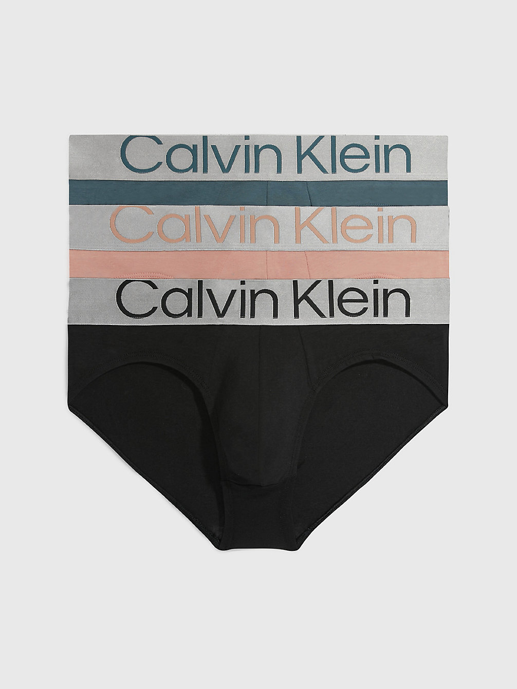 BLUE LAKE/ CLAY/ BLACK 3 Pack Briefs - Steel Cotton undefined men Calvin Klein