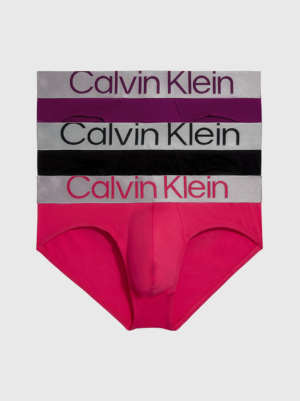 BLACK, PINK SPLENDOR, BERRY MAROON Lot De 3 Slips - Steel Cotton undefined hommes Calvin Klein