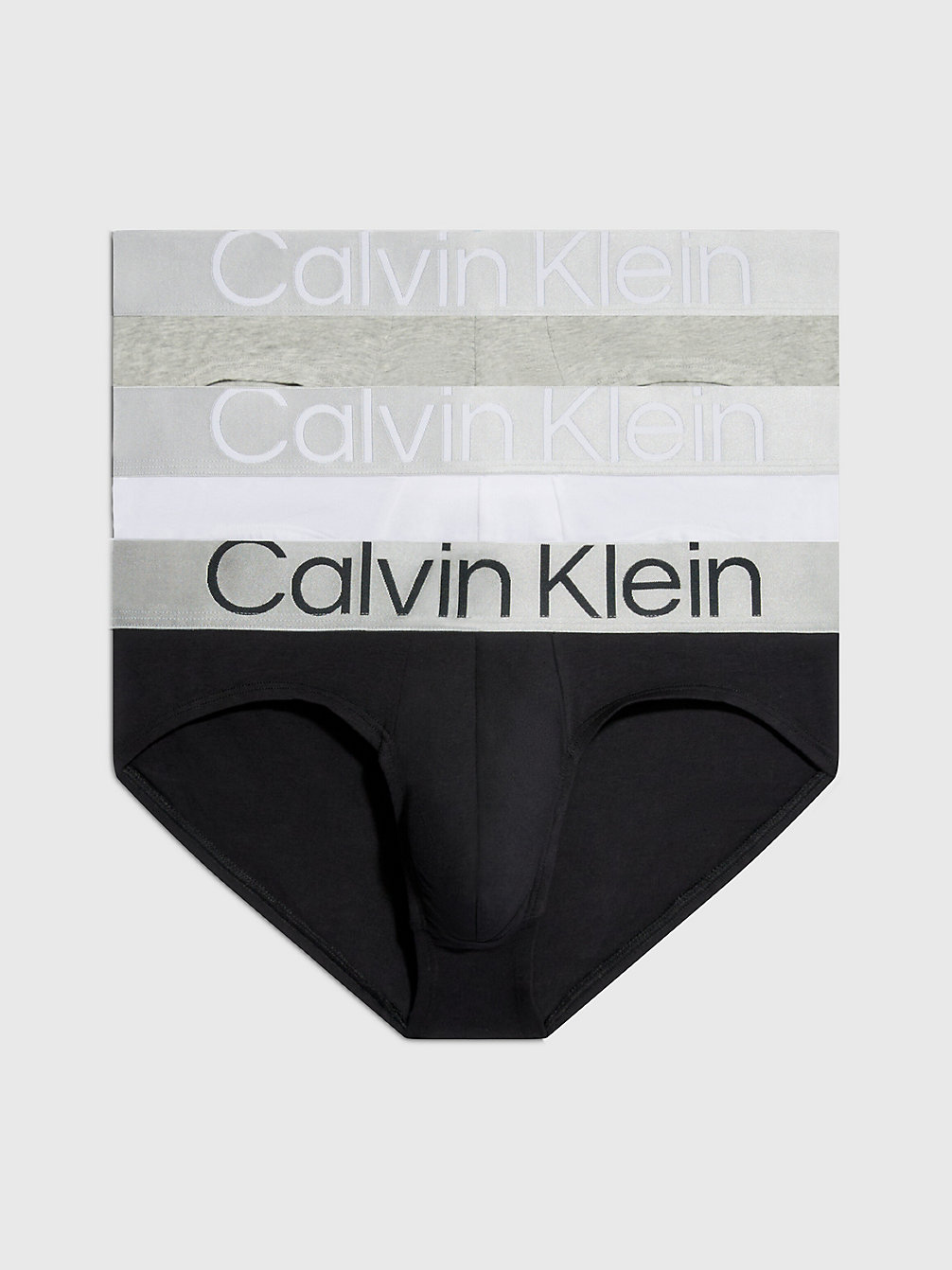 BLACK/WHITE/GREY HEATHER 3-Pack Slips - Steel Cotton undefined heren Calvin Klein