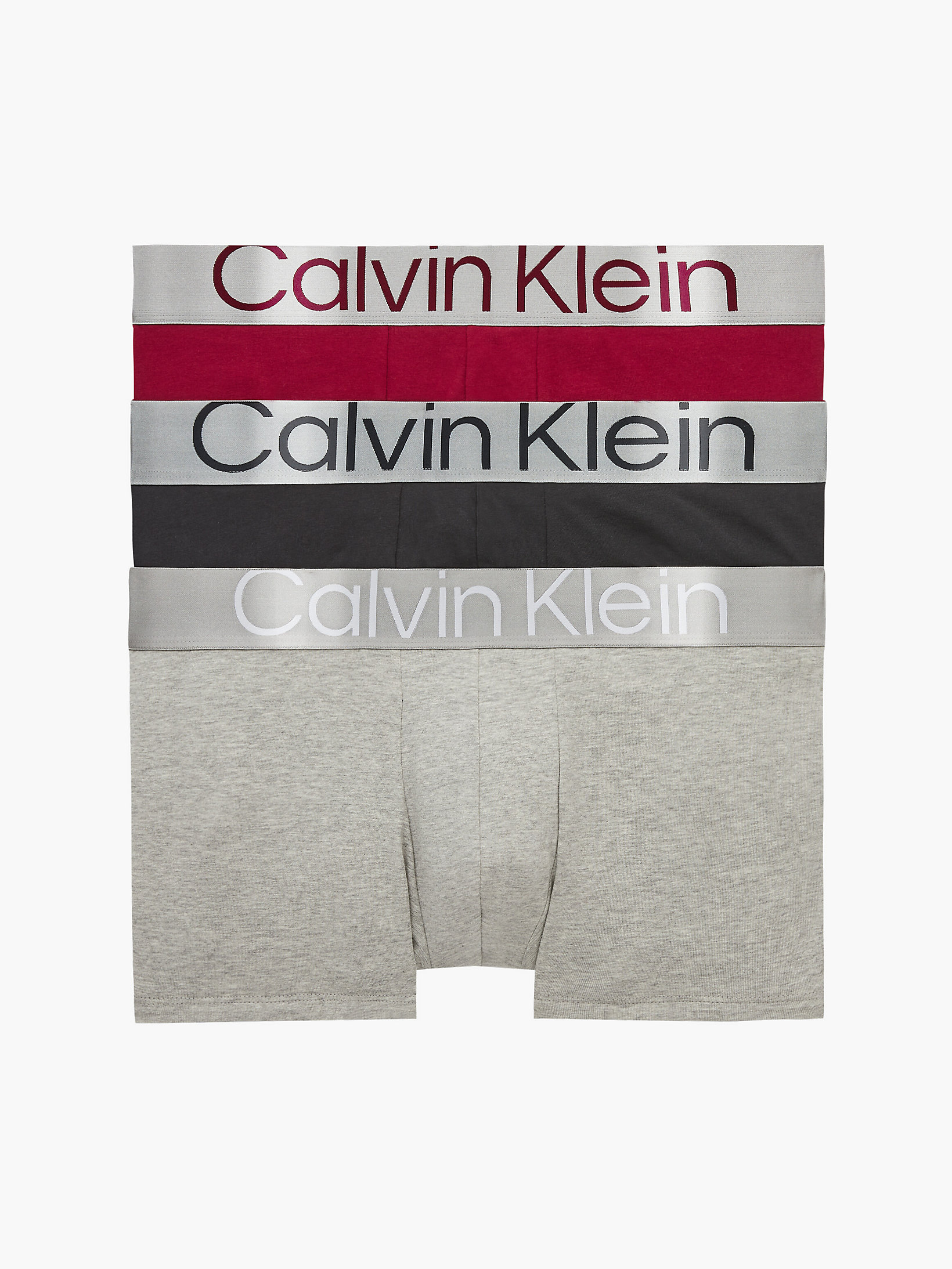 Red Carpet/ Black/ Grey Heather 3 Pack Trunks - Steel Cotton undefined men Calvin Klein