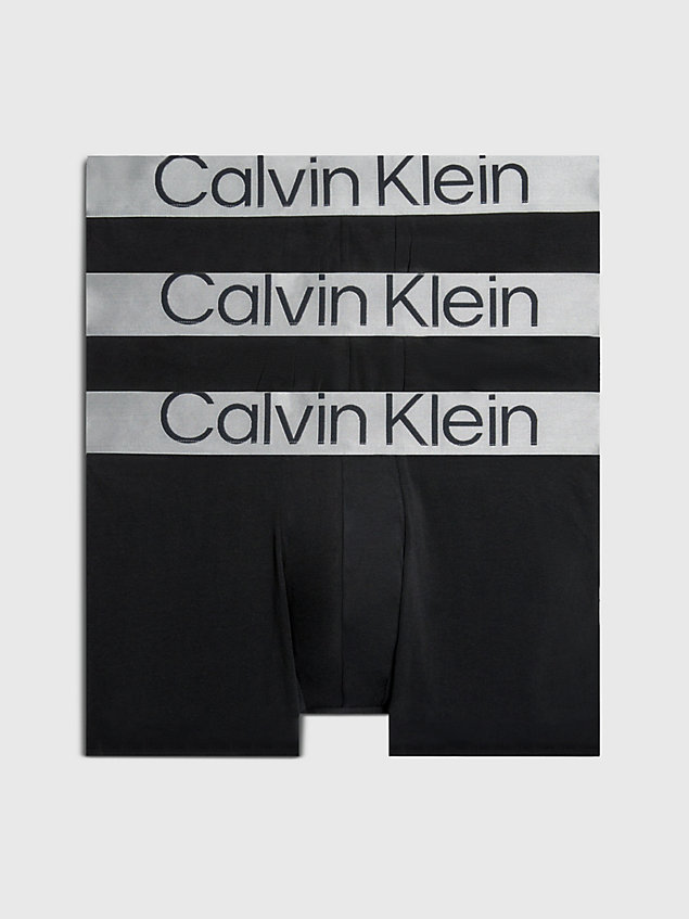 boxer aderenti in confezione da 3 - steel cotton black da uomini calvin klein