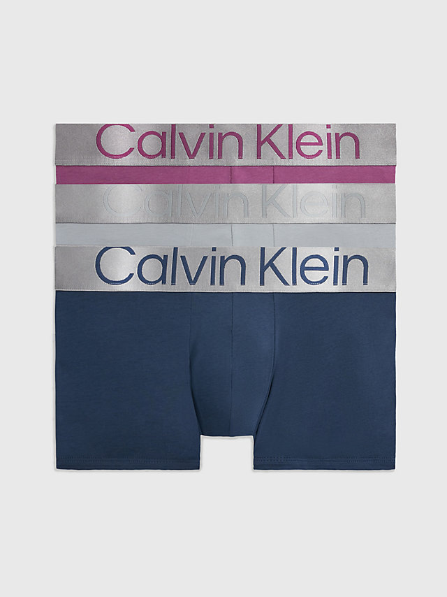 Amethyst, Silver Springs, Crayon Bl 3 Pack Trunks - Steel Cotton undefined men Calvin Klein