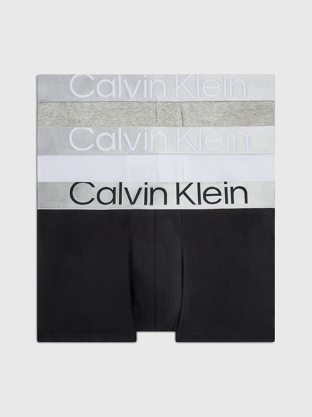 BLACK/WHITE/GREY HEATHER 3 Pack Trunks - Steel Cotton undefined men Calvin Klein