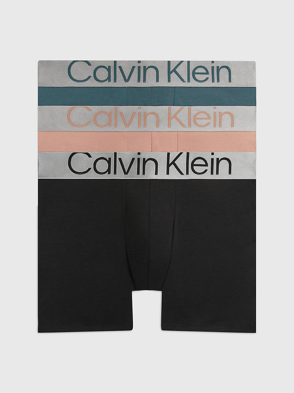 BLUE LAKE/ CLAY/ BLACK 3 Pack Boxer Briefs - Steel Cotton undefined men Calvin Klein