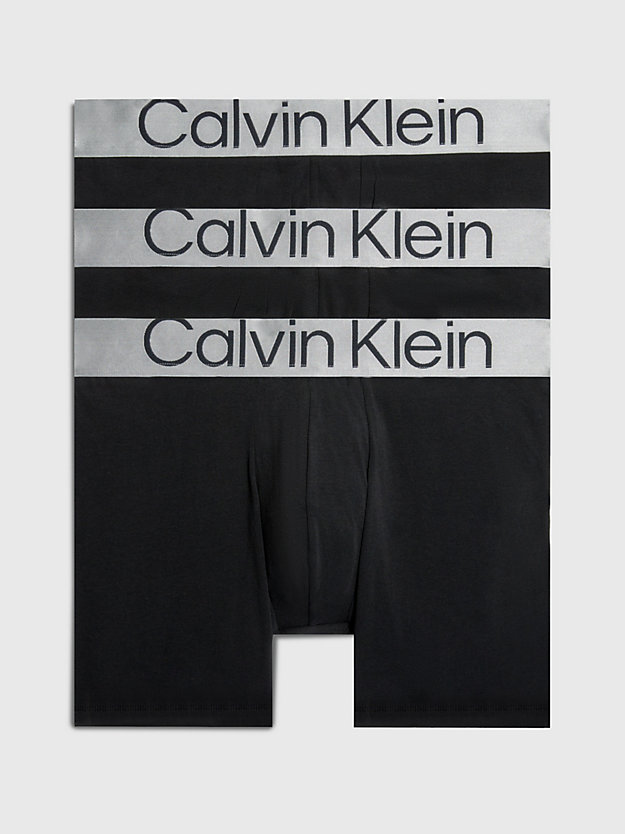 BLACK Boxer aderenti lunghi in confezione da 3 - Steel Cotton da uomo CALVIN KLEIN