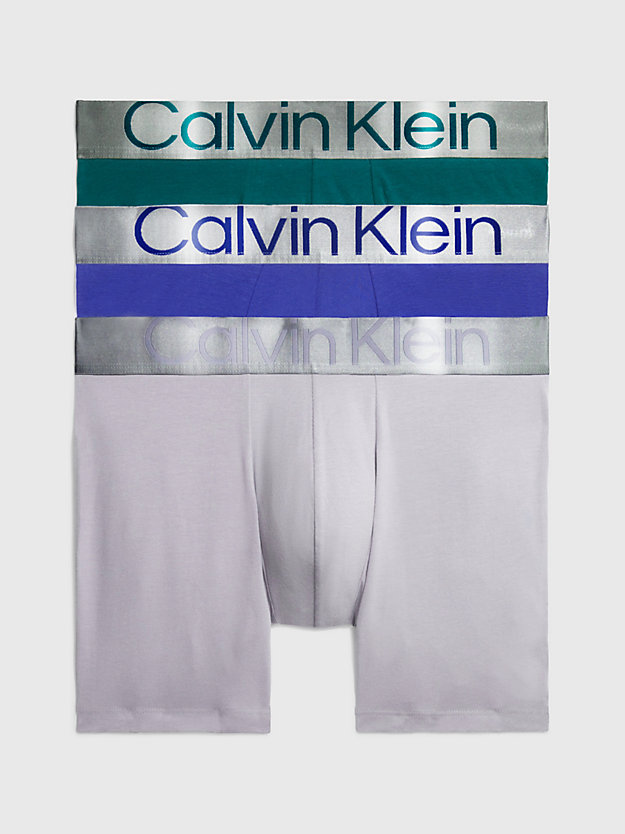 spectrum blue 3 pack boxer briefs - steel cotton for men calvin klein
