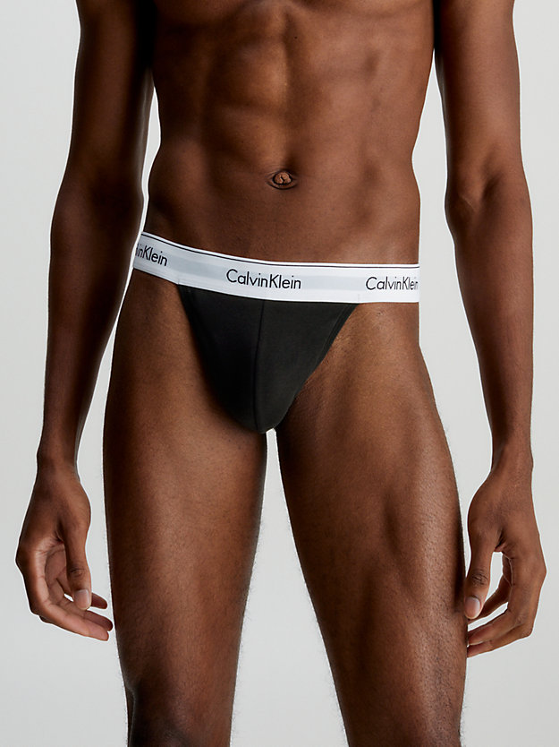 BLACK/BLACK/BLACK 3 Pack Thongs - Modern Cotton for men CALVIN KLEIN