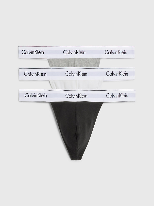 black / white / grey heather 3 pack thongs - modern cotton for men calvin klein