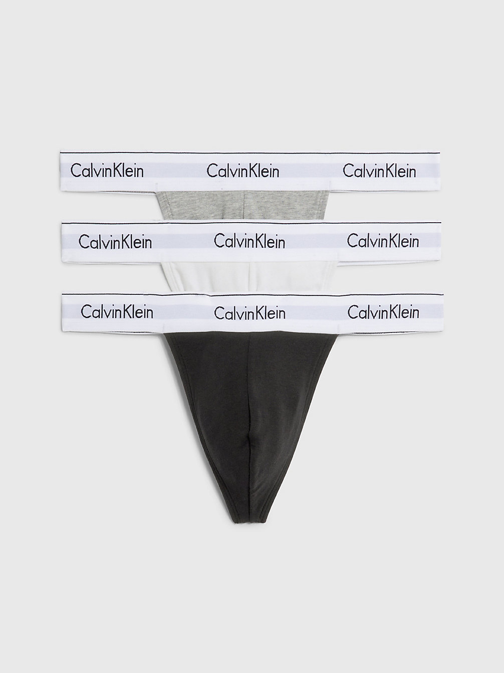BLACK/WHITE/GREY HEATHER 3 Pack Thongs - Modern Cotton undefined men Calvin Klein