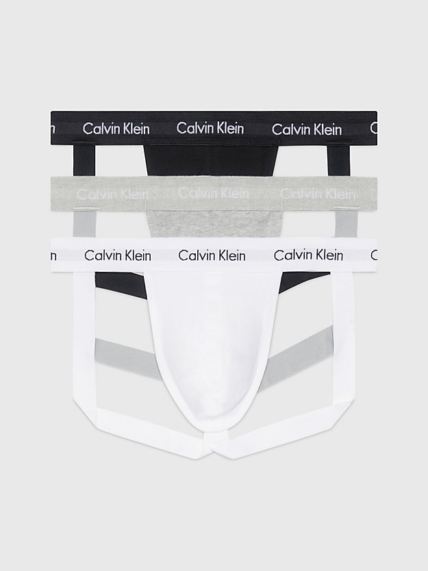 black/white/grey heather 3 pack jock straps - cotton stretch for men calvin klein