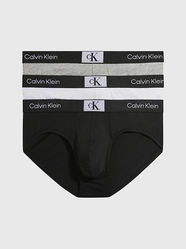 black/white/grey heather 3 pack briefs - ck96 for men calvin klein