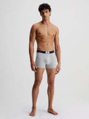 black / white / grey heather 3 pack trunks - ck96 for men calvin klein