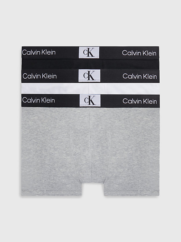 BLACK/WHITE/GREY HEATHER 3 Pack Trunks - CK96 for men CALVIN KLEIN