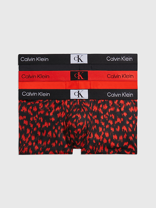 Haz, Blurred Leopard Print_haz, Blk 3 Pack Low Rise Trunks - Ck96 undefined men Calvin Klein