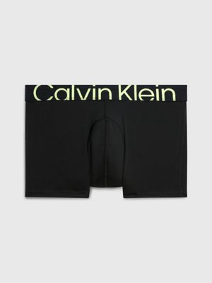 Calvin Klein future shift trunk in black with green logo waistband