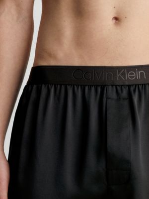 black szorty z czystego jedwabiu dla mężczyźni - calvin klein