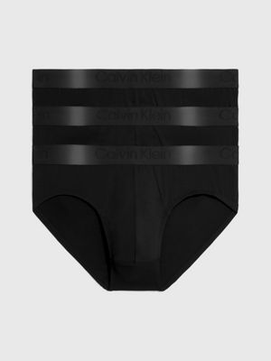 Calvin Klein Men's Underwear Micro Stretch 3-Pack Hip Brief, 3 Black, M