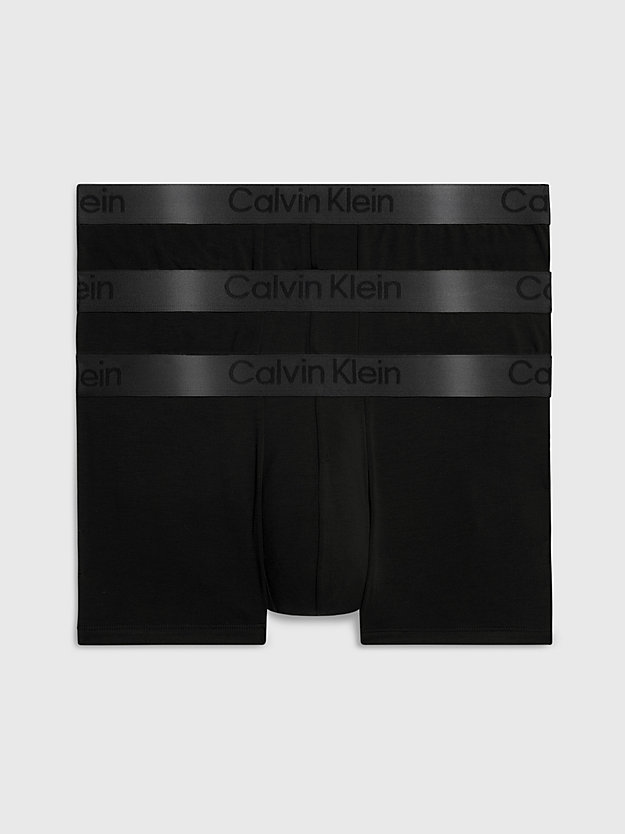 black/black/black 3 pack low rise trunks - ck black for men calvin klein