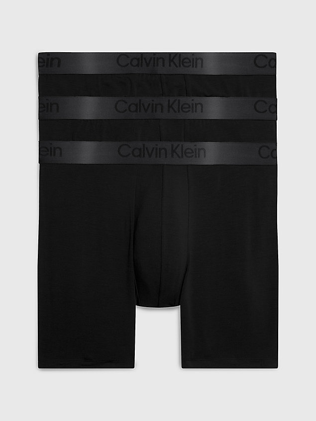 black zestaw 3 par długich bokserek - ck black dla mężczyźni - calvin klein