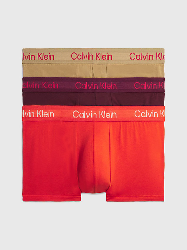  tigers eye 3 pack low rise trunks - cotton stretch for men calvin klein